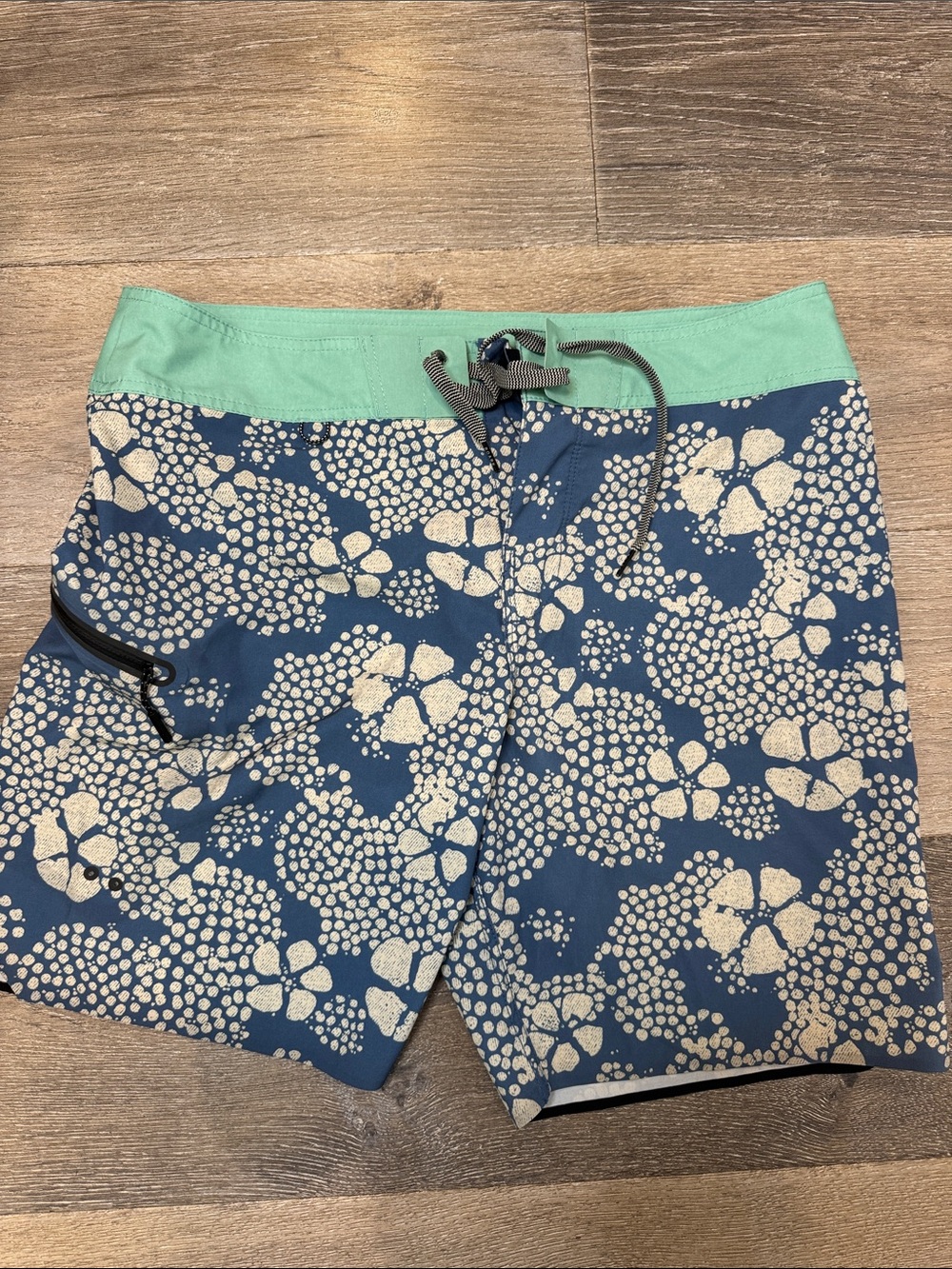 Roark Men's Floral Board Shorts in Navy and Mint 1340